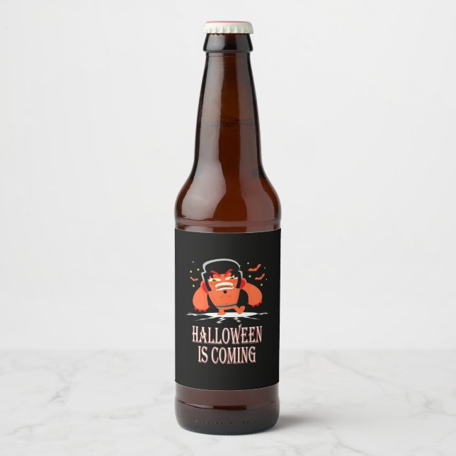 Rótulo Para Garrafa De Cerveja Halloween Está Chegando (Frente)