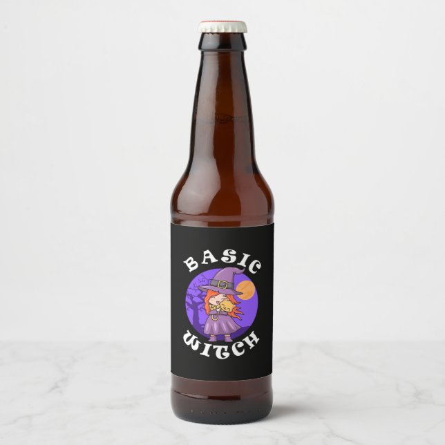 Rótulo Para Garrafa De Cerveja Halloween Gift | Bruxa Básica (Frente)