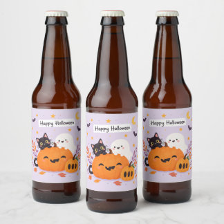 Rótulo Para Garrafa De Cerveja halloween rosa