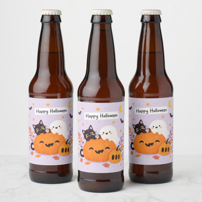 Rótulo Para Garrafa De Cerveja halloween rosa (Garrafas)