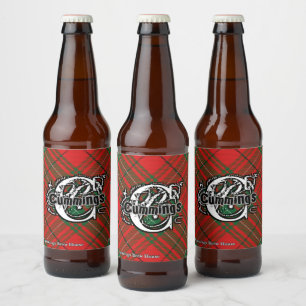 Rótulo Para Garrafa De Cerveja Happy Scotsman Clan Cumming Red Tartan Monogramo