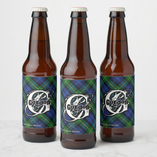 Rótulo Para Garrafa De Cerveja Happy Scotsman Clan Gordon Tartan Monogramo