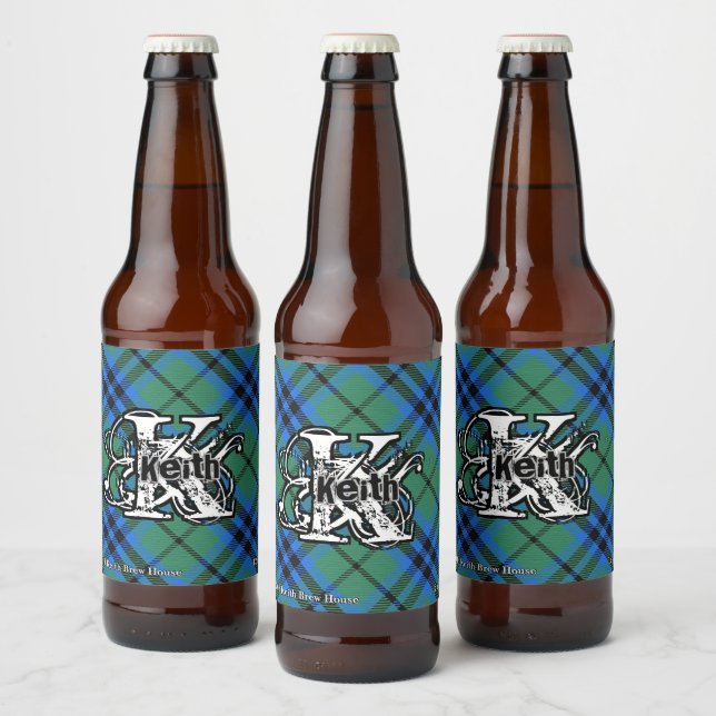 Rótulo Para Garrafa De Cerveja Happy Scotsman Clan Keith Tartan Monogramo (Garrafas)