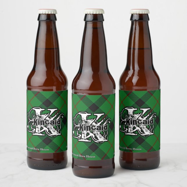 Rótulo Para Garrafa De Cerveja Happy Scotsman Clan Kincaid Tartan Monograma (Garrafas)