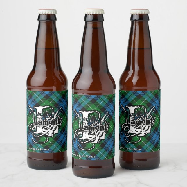 Rótulo Para Garrafa De Cerveja Happy Scotsman Clan Lamont Tartan Monograma (Garrafas)