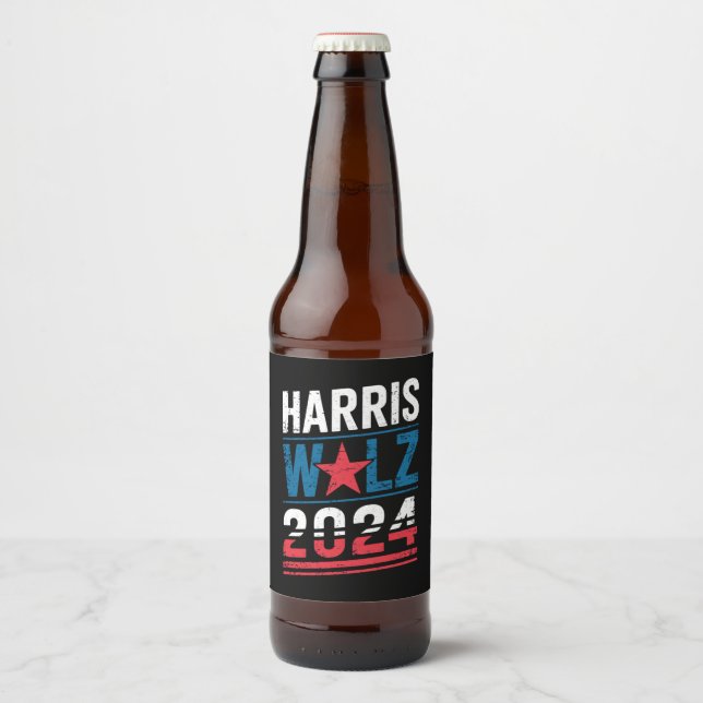 Rótulo Para Garrafa De Cerveja Harris Waltz 2024 Eleição Kamala Harris Tim Waltz (Frente)