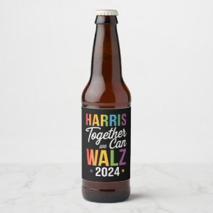 Rótulo Para Garrafa De Cerveja Harris Walz 2024 Kamala Juntos Podemos LGBT