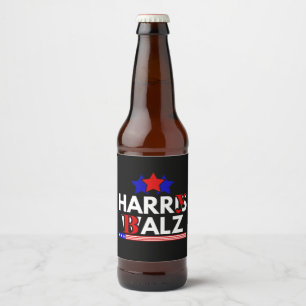 Rótulo Para Garrafa De Cerveja Harris Walz 24 Harry Balz 2024 Meme Democráticos