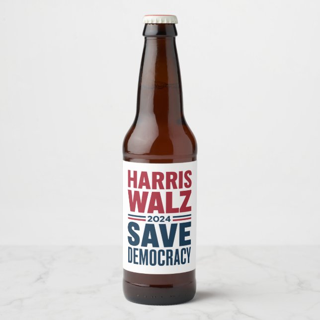 Rótulo Para Garrafa De Cerveja Harris Walz Salvar Democracia (Frente)