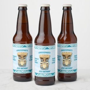 Rótulo Para Garrafa De Cerveja Hawaiian personalizado Luau de Tiki do aniversári