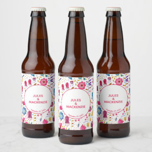 Rótulo Para Garrafa De Cerveja Hedgerow Flowers Watercolor