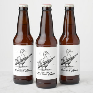 Rótulo Para Garrafa De Cerveja Hoje eu sou um ganso de ganso sério com arma