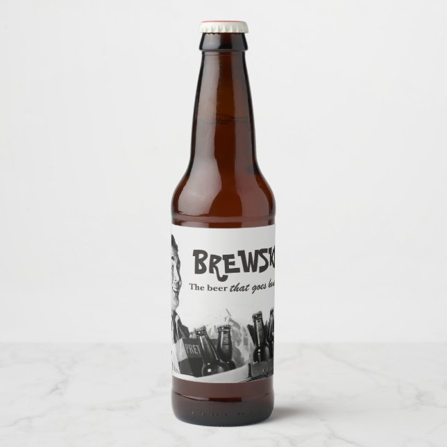 Rótulo Para Garrafa De Cerveja Humorous Brewski Retro Noventa anos 50 Cerveja (Frente)