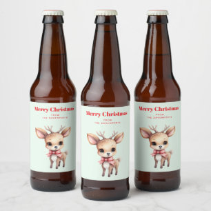 Rótulo Para Garrafa De Cerveja Ilustração de desenho animado de adorável cervo be