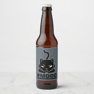 Rótulo Para Garrafa De Cerveja Ilustração preta do logotipo do gatinho do gato