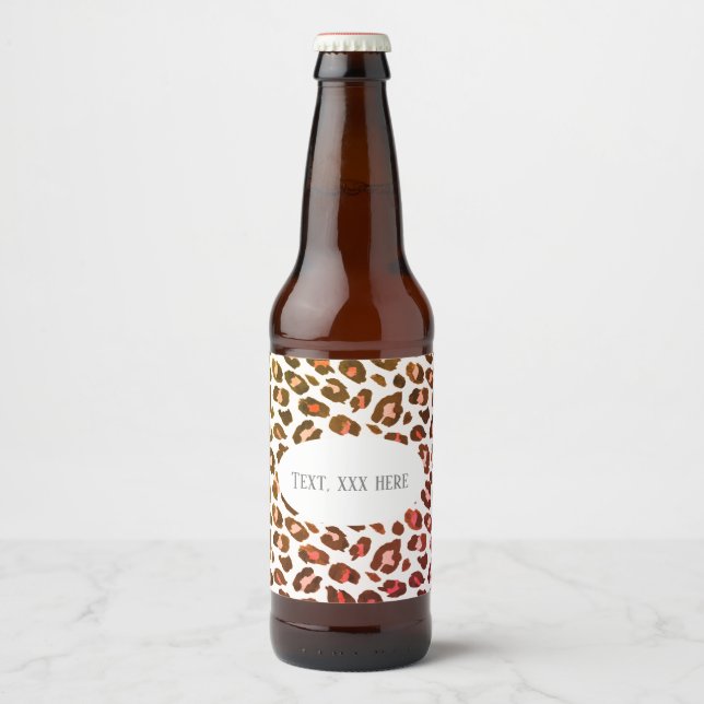 Rótulo Para Garrafa De Cerveja impressão de chita, impressão animal, Leopard, chi (Frente)