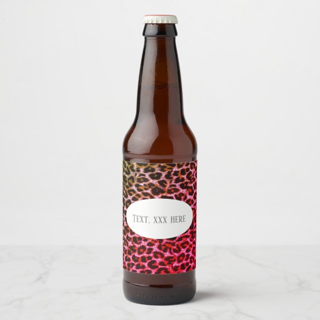 Rótulo Para Garrafa De Cerveja impressão de chita, impressão animal, Leopard, chi (Frente)