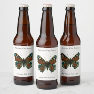 Rótulo Para Garrafa De Cerveja Inachis io - A Borboleta de Pavão Europeia