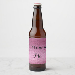 Rótulo Para Garrafa De Cerveja Inclinação Glittery cor-de-rosa