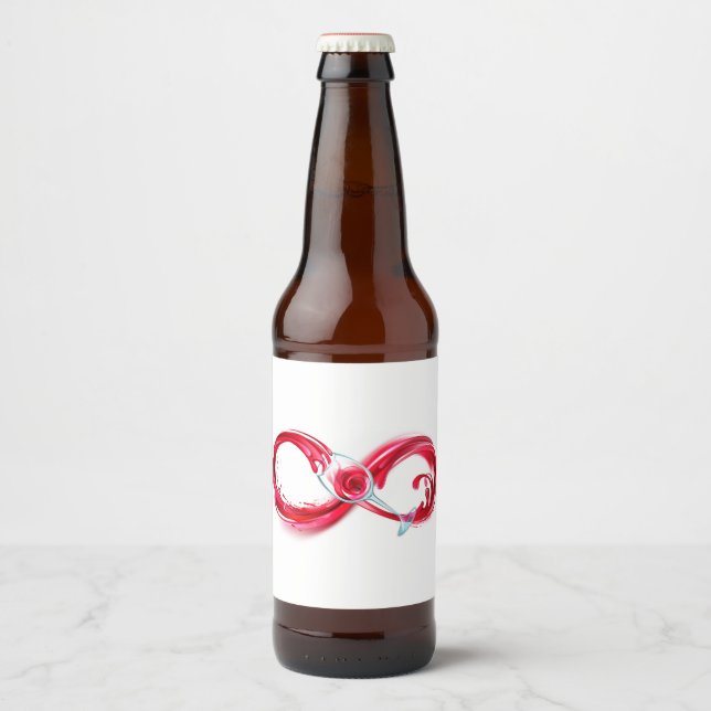 Rótulo Para Garrafa De Cerveja Infinidade com vinho tinto (Frente)