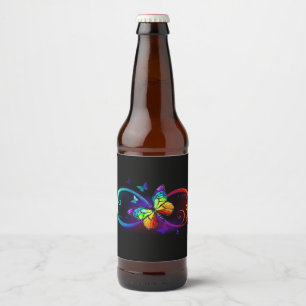 Rótulo Para Garrafa De Cerveja Infinidade vibrante com borboleta arco-íris em pr