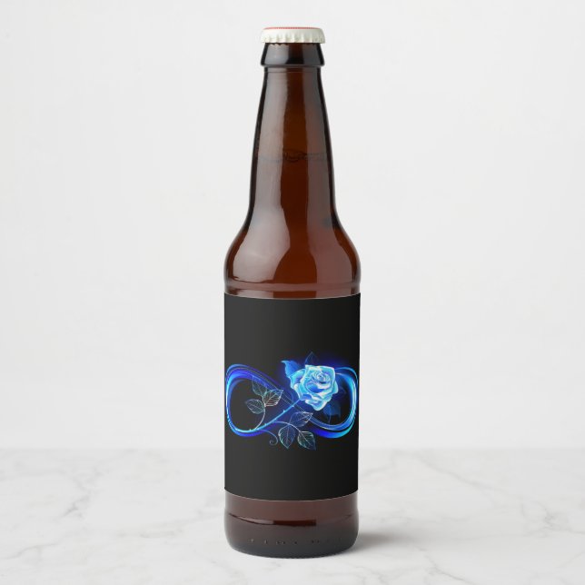 Rótulo Para Garrafa De Cerveja Infinito brilhante com rosa azul (Frente)