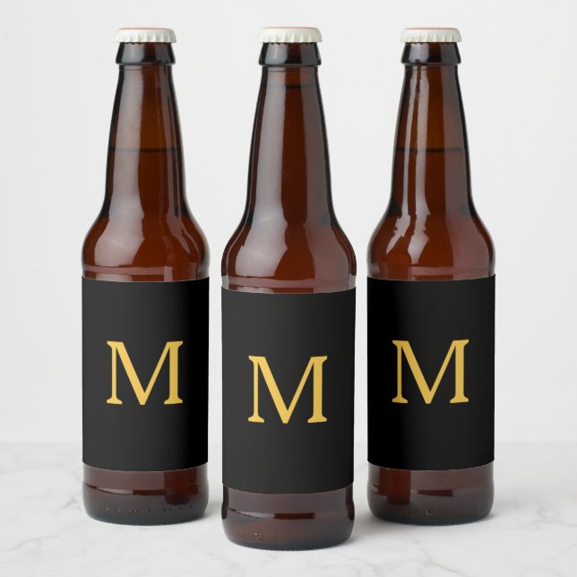Rótulo Para Garrafa De Cerveja Inicial de Monograma Nome Personalizado Dourado Pr (Garrafas)