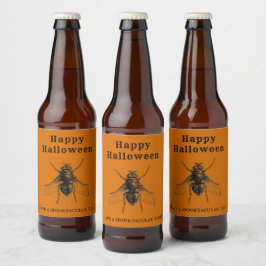 Rótulo Para Garrafa De Cerveja Inseto Laranja Antiquado Queimado do Vintage Hallo