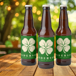 Rótulo Para Garrafa De Cerveja Irish Lucky Four Folheto com Nome Verde