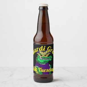 Rótulo Para Garrafa De Cerveja Jacaré gordo do partido de terça-feira do carnav