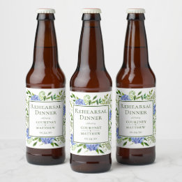 Rótulo Para Garrafa De Cerveja Jantar de Ensaios da Hortênsia Azul