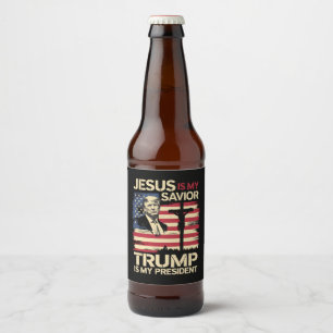 Rótulo Para Garrafa De Cerveja Jesus é meu salvador Trump é meu presidente EUA ba