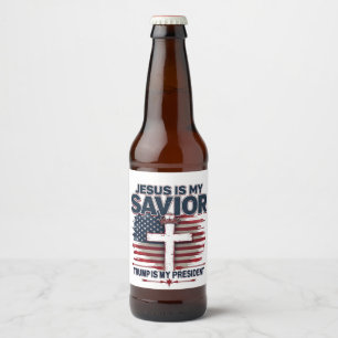 Rótulo Para Garrafa De Cerveja Jesus é o meu salvador Trump é meu presidente engr