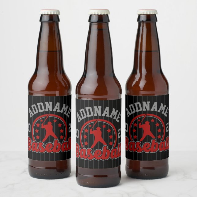 Rótulo Para Garrafa De Cerveja Jogo Jogador da Equipe Baseball de NOME Personaliz (Garrafas)