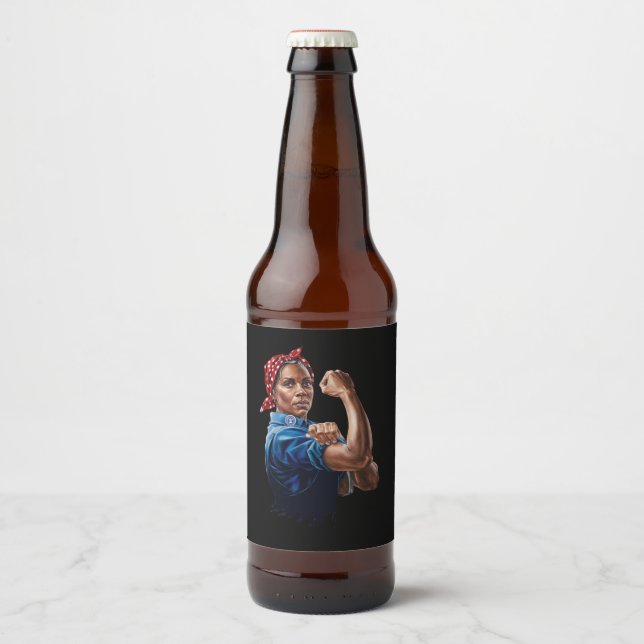 Rótulo Para Garrafa De Cerveja Kamala Harris 2024 Rosie The Riveter Chilless Cat (Frente)