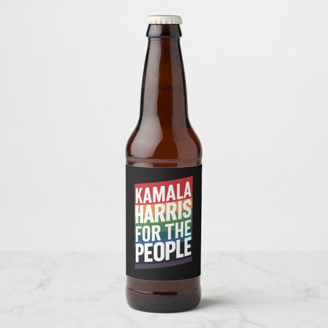 Rótulo Para Garrafa De Cerveja Kamala Harris Orgulho gay LGBTQ - Presente Engraça (Frente)
