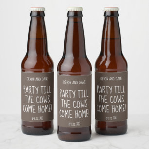 Rótulo Para Garrafa De Cerveja Kit de Rótulo de Bebida "Party Till the Cows Come 