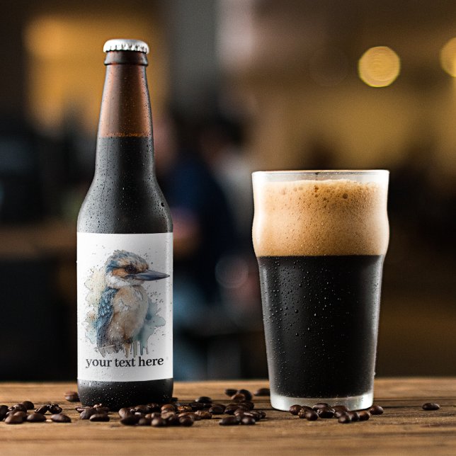 Rótulo Para Garrafa De Cerveja Kookaburra em um Ramificação, personalizado (Criador carregado)