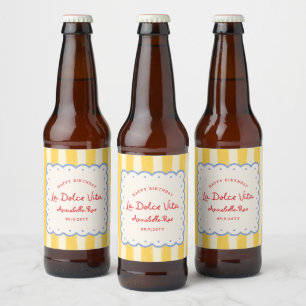 Rótulo Para Garrafa De Cerveja La Dolce Vita Listrado Aniversário Italiano Nome P