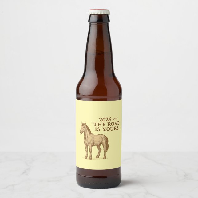 Rótulo Para Garrafa De Cerveja Label Sets with motivational text and horse (Frente)