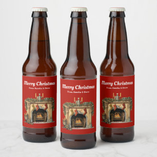 Rótulo Para Garrafa De Cerveja Lareira Vitoriana Cozy