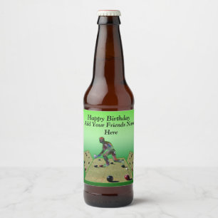 Rótulo Para Garrafa De Cerveja Lawn Bowls Bowler Adicionar Modelo de Nome de Amig