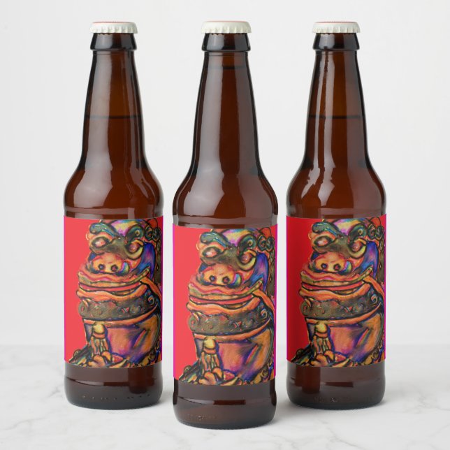 Rótulo Para Garrafa De Cerveja Leão chinês (Garrafas)