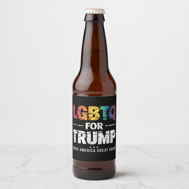 RÓTULO PARA GARRAFA DE CERVEJA LGBTQ PARA TRUMP GAY LESBIAN PARA TRUMP 2024 (Frente)