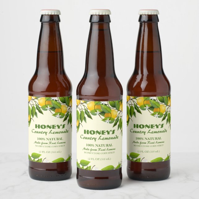 Rótulo Para Garrafa De Cerveja Limões Citrus Fruta Floral (Garrafas)