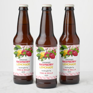 Rótulo Para Garrafa De Cerveja Limonada de framboesa vermelha