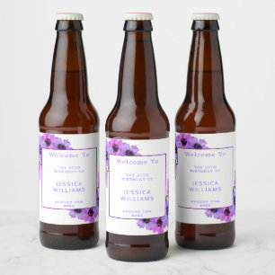 Rótulo Para Garrafa De Cerveja Lindas Anêmonas Florais 25º Aniversário