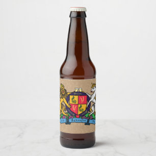 Rótulo Para Garrafa De Cerveja Lion e Unicorn Rampant Beer Casaco de Braços