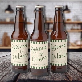 Rótulo Para Garrafa De Cerveja Listras Verdes Garrafa Casamento Minimalista Retro