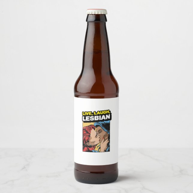 Rótulo Para Garrafa De Cerveja Live Laugh Lesbian (Frente)